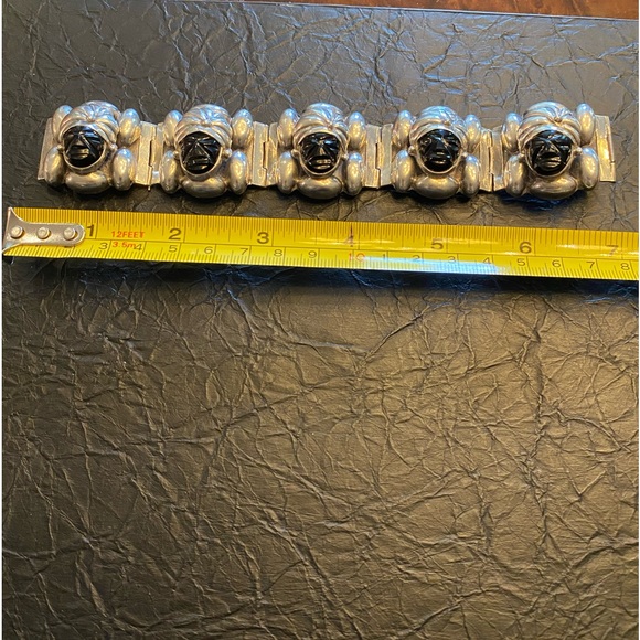 Mexican Silver and Black Onyx bracelet, 7” perfect catch, - Picture 1 of 6